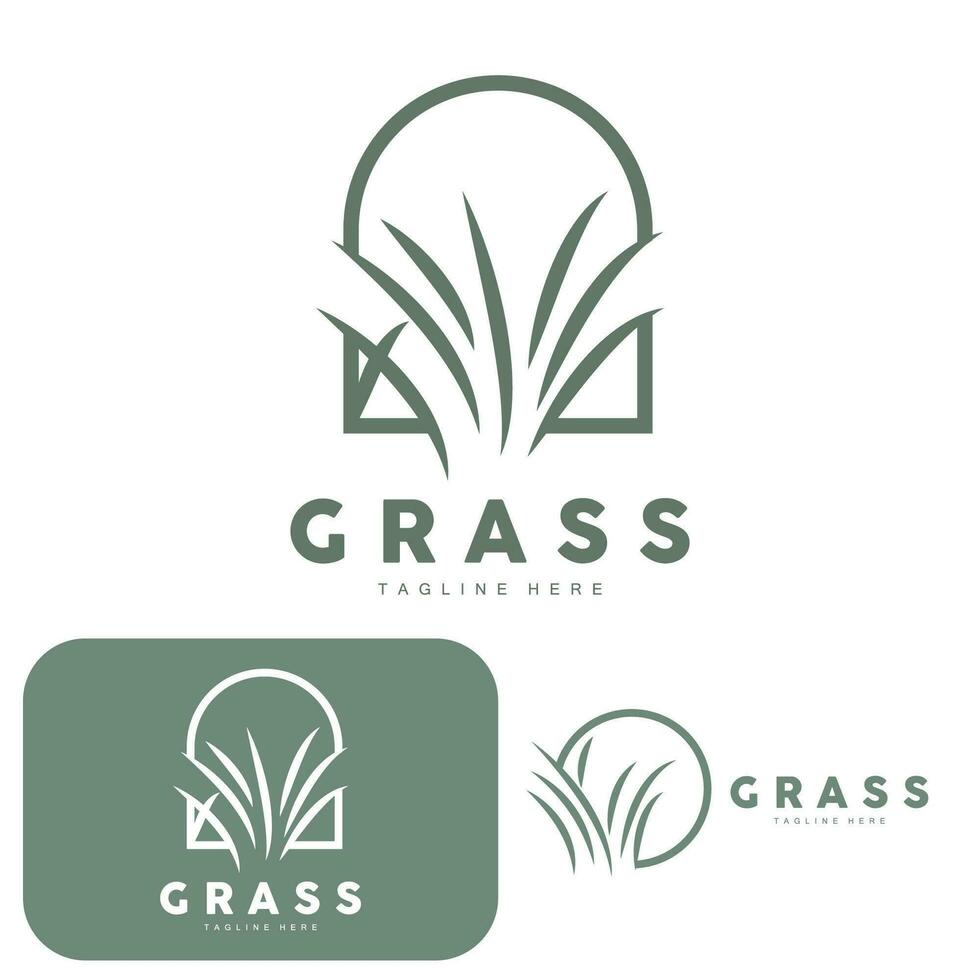 groen gras logo ontwerp, boerderij landschap illustratie, natuurlijk landschap vector