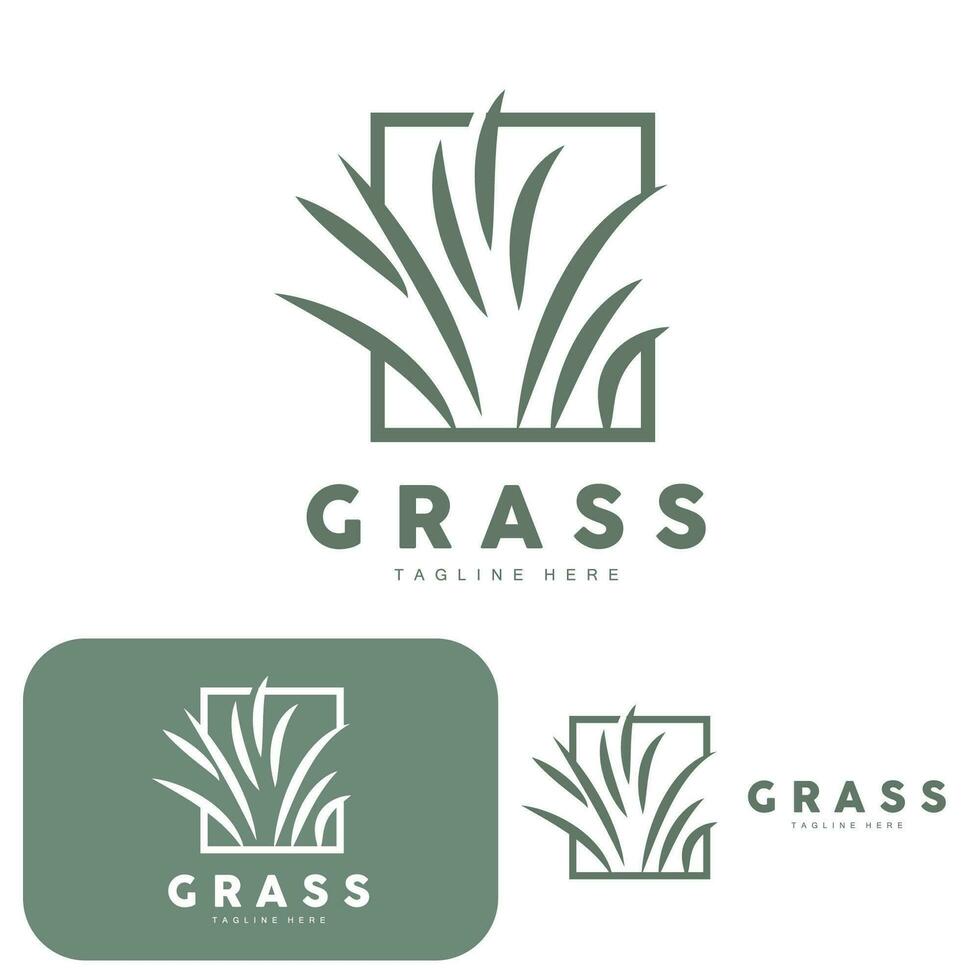 groen gras logo ontwerp, boerderij landschap illustratie, natuurlijk landschap vector