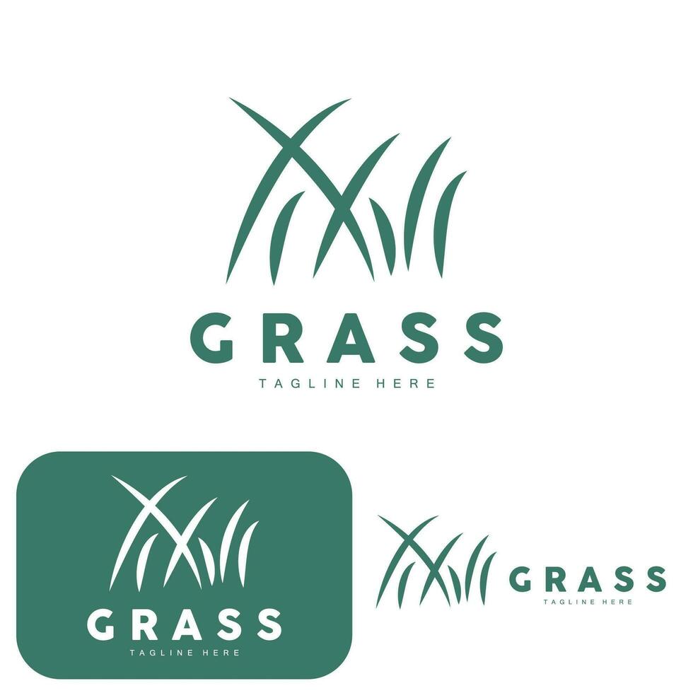 groen gras logo ontwerp, boerderij landschap illustratie, natuurlijk landschap vector