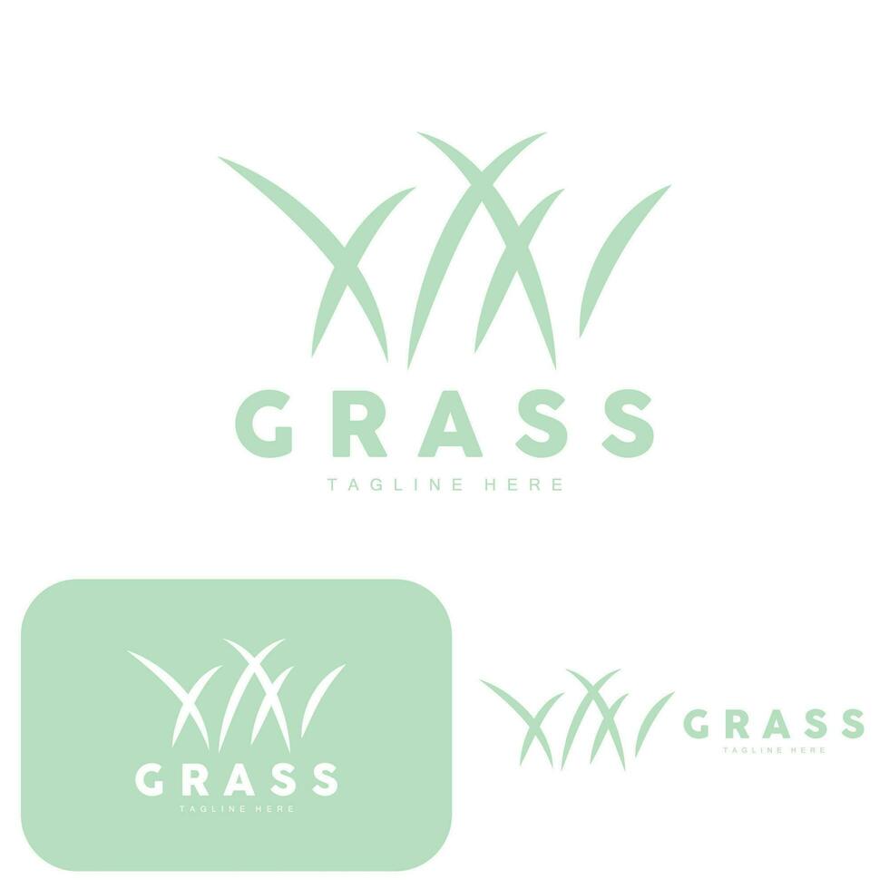 groen gras logo ontwerp, boerderij landschap illustratie, natuurlijk landschap vector