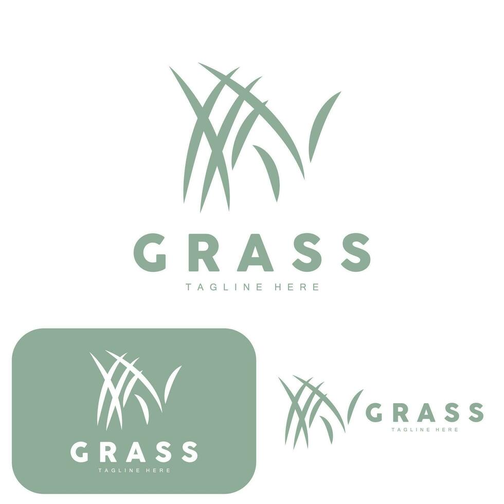 groen gras logo ontwerp, boerderij landschap illustratie, natuurlijk landschap vector