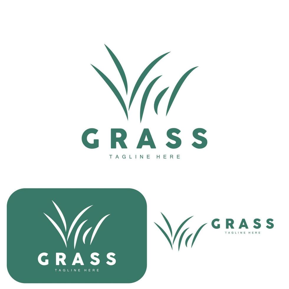 groen gras logo ontwerp, boerderij landschap illustratie, natuurlijk landschap vector