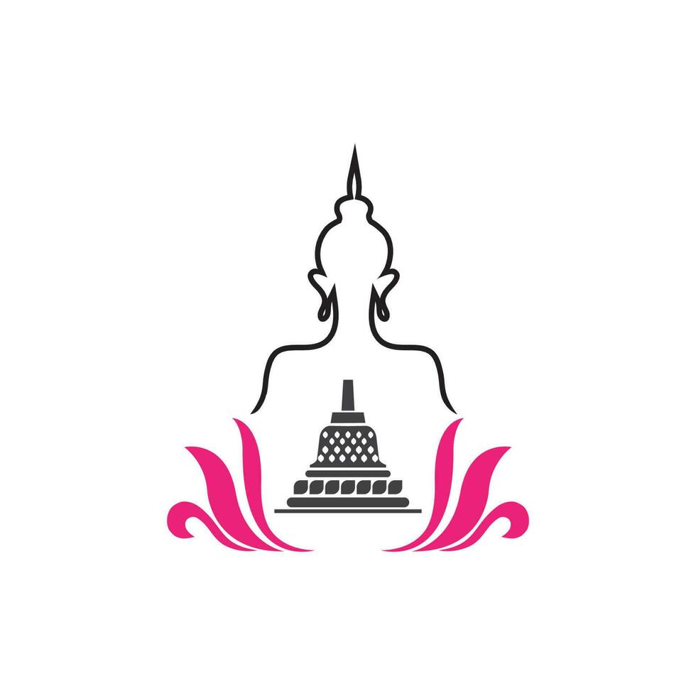gelukkig vesak dag, Boeddha purnima wensen groeten met Boeddha en lotus illustratie. kan worden gebruikt voor poster, banier, logo, achtergrond, hartelijk groeten, afdrukken ontwerp, feestelijk elementen. vector