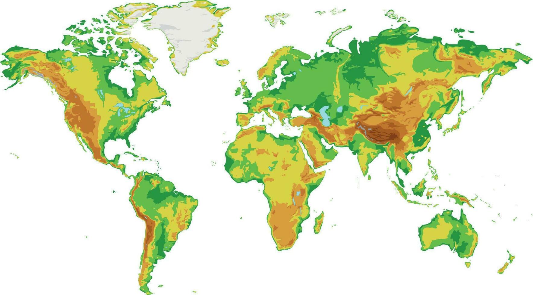 fysiek blanco wereld kaart vector illustratie geïsoleerd Aan wit achtergrond