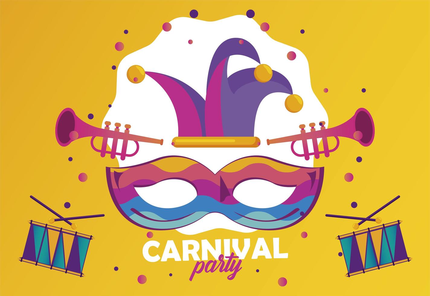 mardi gras carnaval feestviering met masker en narrenhoed vector