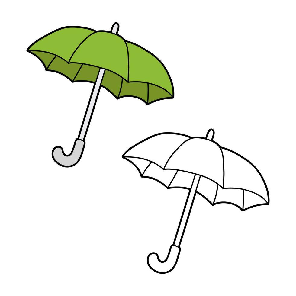 kleur bladzijde van tekenfilm paraplu met voorbeeld vector