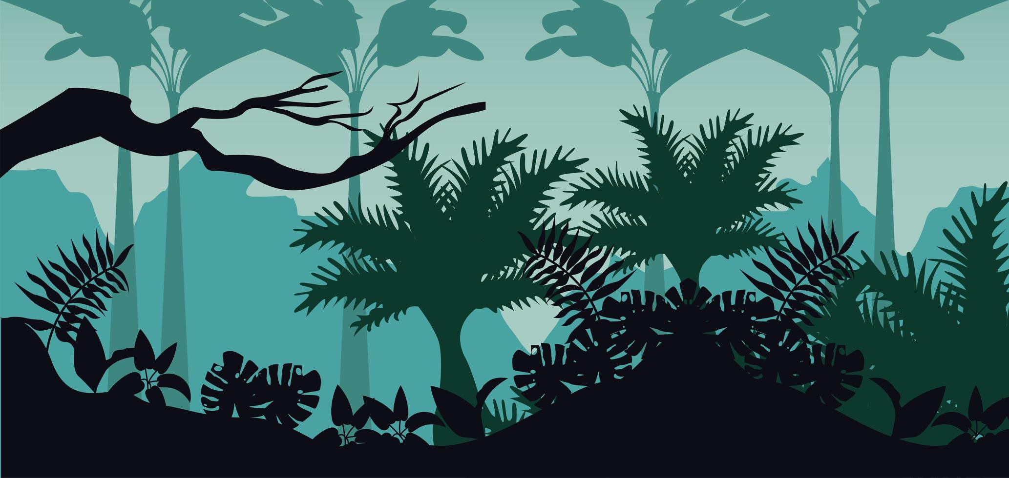 jungle wilde natuur groene kleur landschap vector