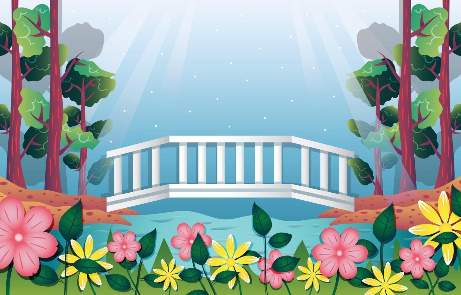 natuurlandschap met brug achtergrond sjabloon vector