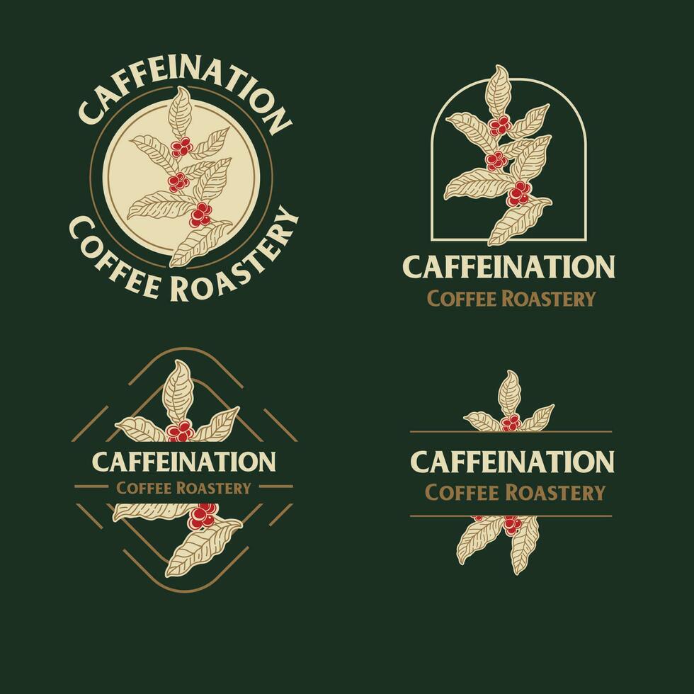 coffeeshop roastery wijnoogst logo reeks vector