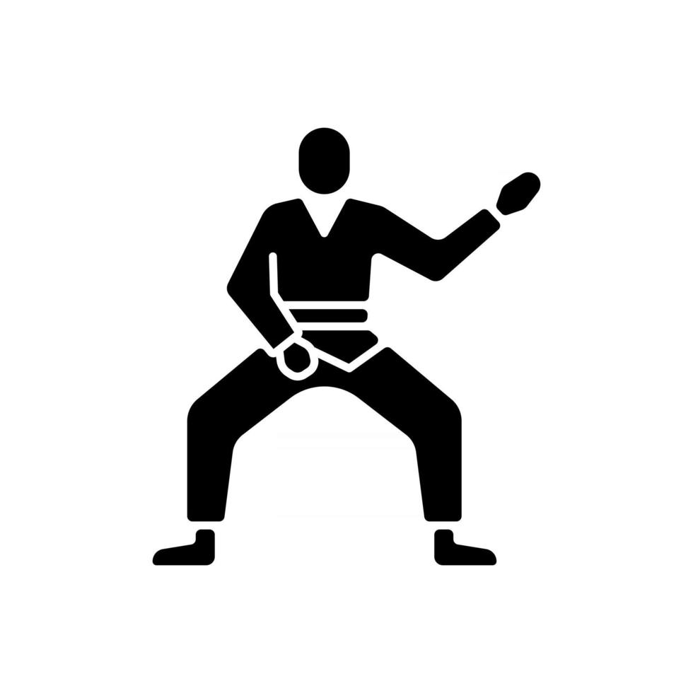 taekwondo zwarte glyph pictogram vector
