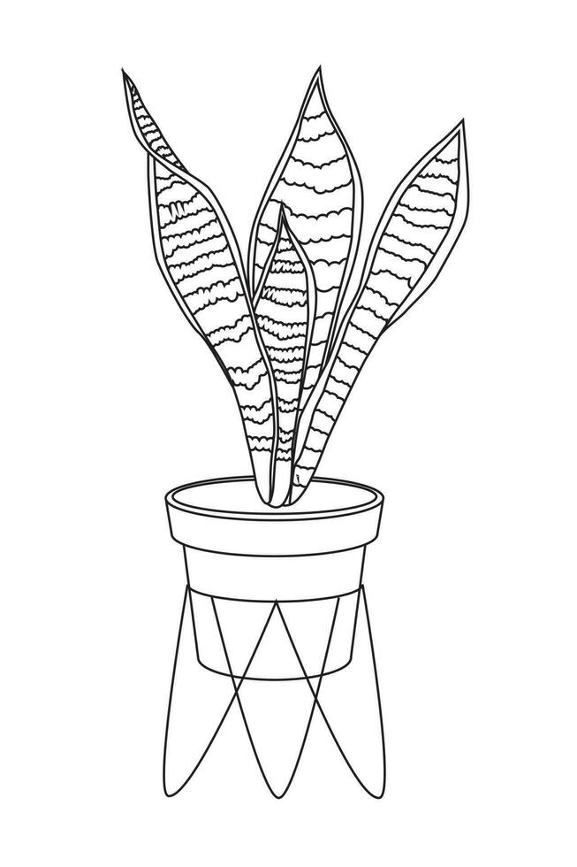 vector lijn kunst botanisch illustraties kamerplant verzameling met ontwerp pot kleur bladzijde afdrukken