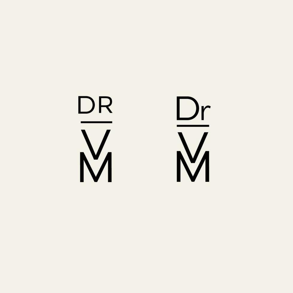 monogram logo, eerste brieven d en v of dr vim zwart kleur Aan beige achtergrond vector