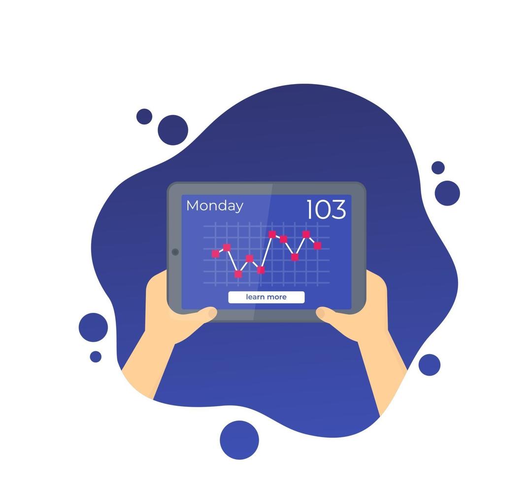 glucose niveaus grafiek op tablet scherm vector