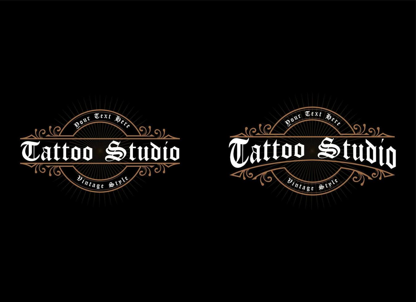 wijnoogst kader logo. antiek label. geschikt voor tatoeëren studio, kapper winkel, whisky label, wijn, bier, brouwen, salon, winkel, bewegwijzering. vector