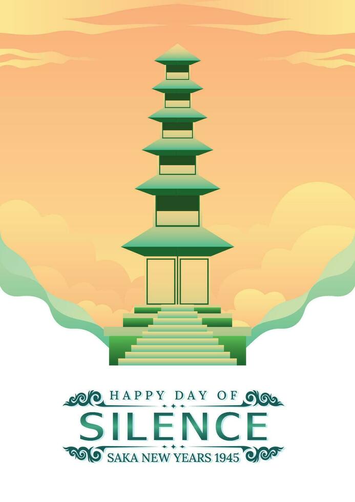 Bali's dag van stilte en Hindoe nieuw jaar vector illustratie fit voor poster banier en sjabloon, Indonesië Bali's nyepi dag,