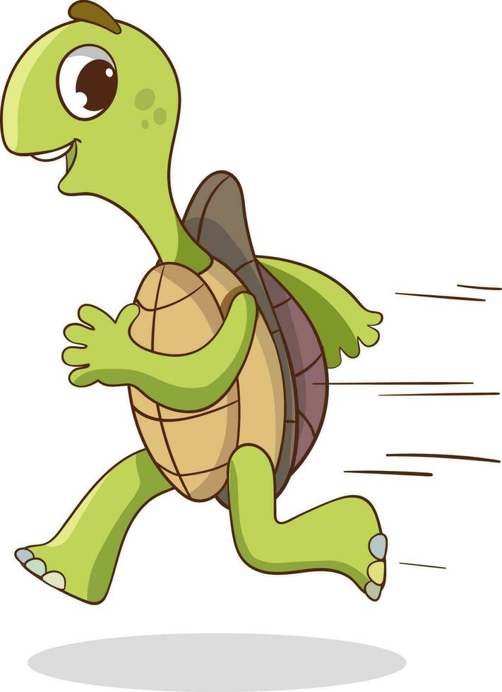 vector illustratie van schattig schildpad rennen snel