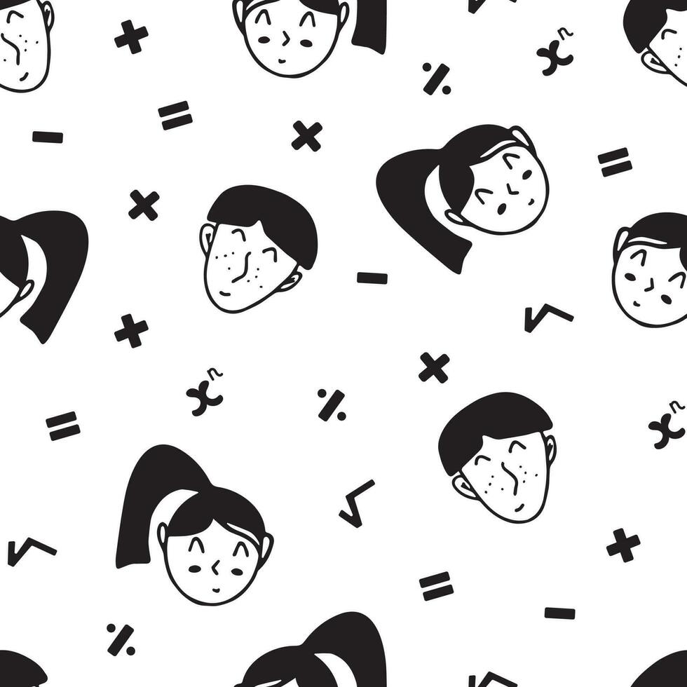 naadloos patroon met gezichten van jongens en meisjes. vector