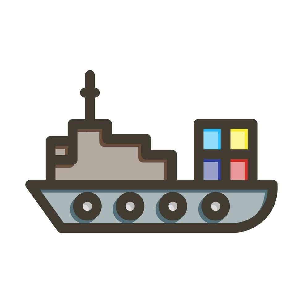 lading schip vector dik lijn gevulde kleuren icoon ontwerp