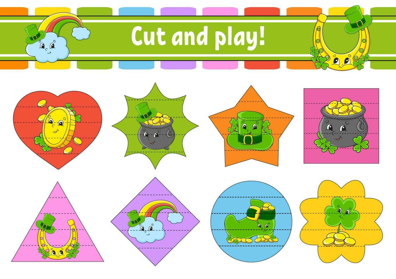 besnoeiing en Speel. logica puzzel voor kinderen. onderwijs ontwikkelen werkblad. aan het leren spel. werkzaamheid bladzijde. snijdend praktijk voor peuter. vector illustratie.