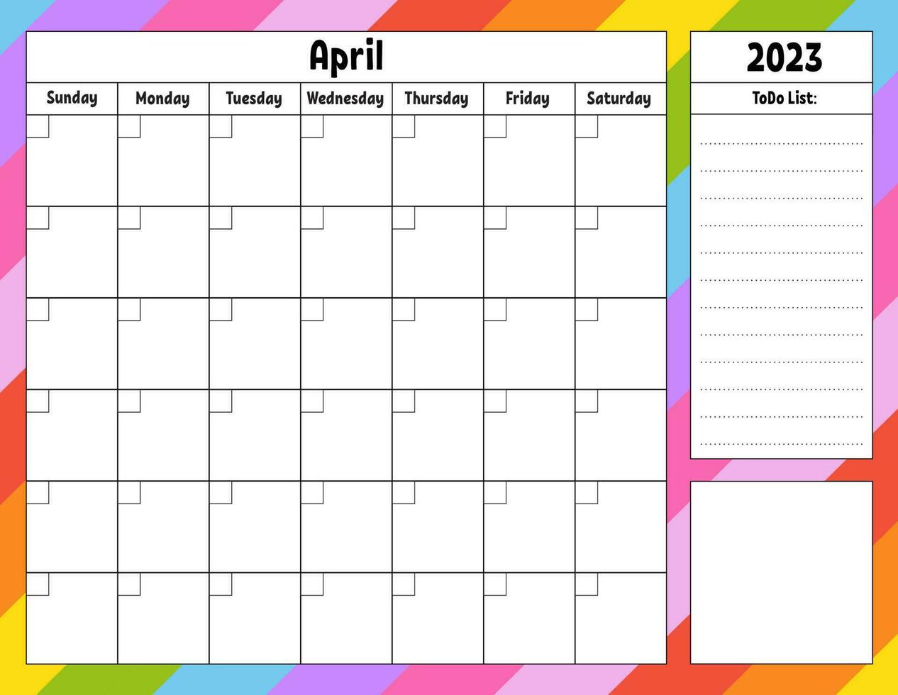 blanco kalender sjabloon voor een maand zonder datums. kleurrijk ontwerp met een schattig karakter. vector illustratie.