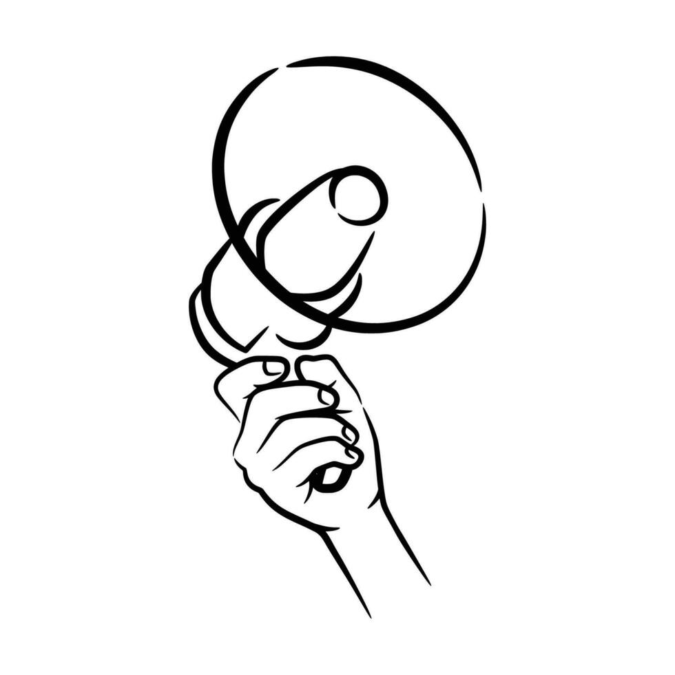 hand- Holding megafoon illustratie vector hand- getrokken