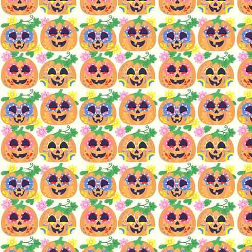 Vector kleurrijke dag van de dode pompoenen patroon