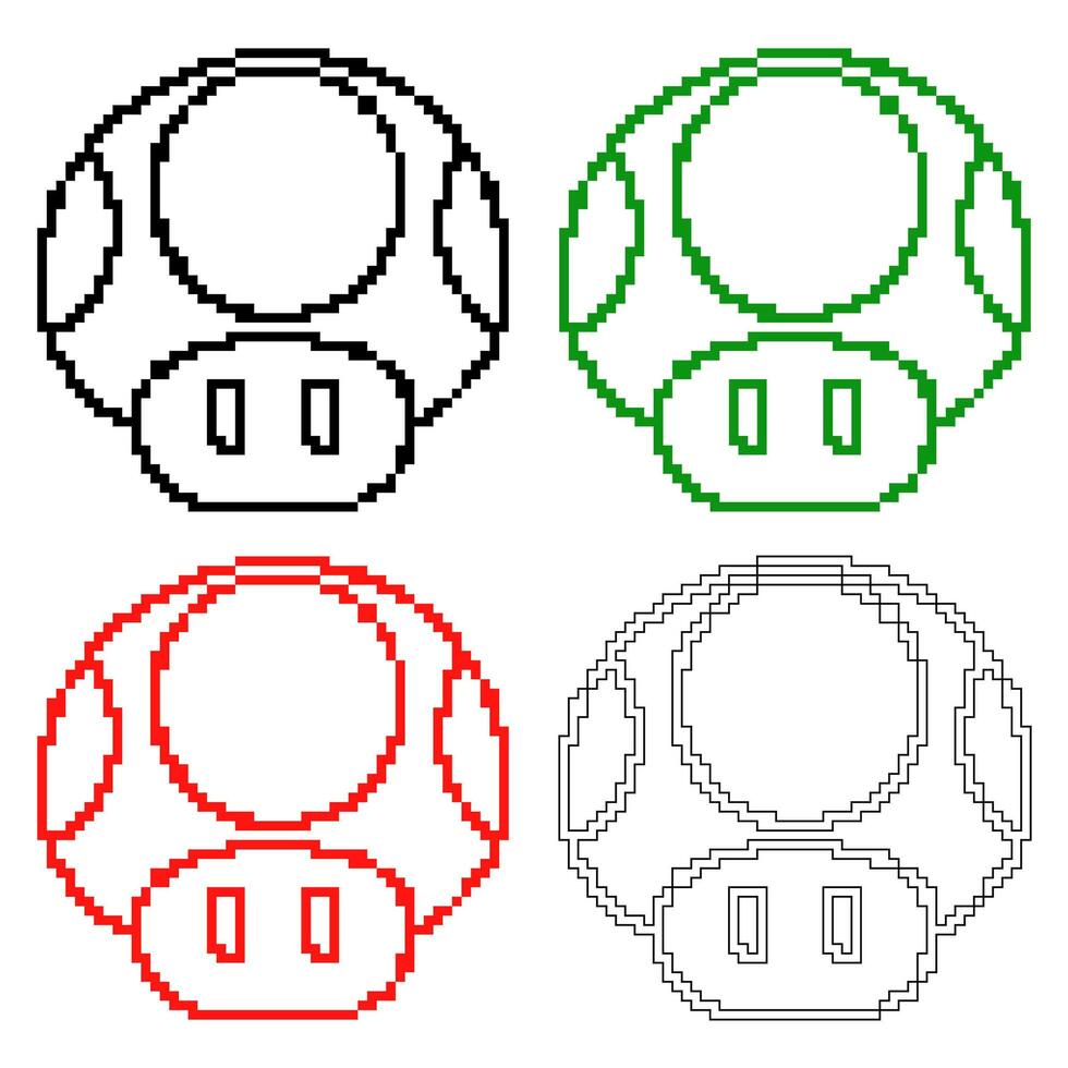 reeks paddestoel van super Mario pixel kunst vector illustratie.