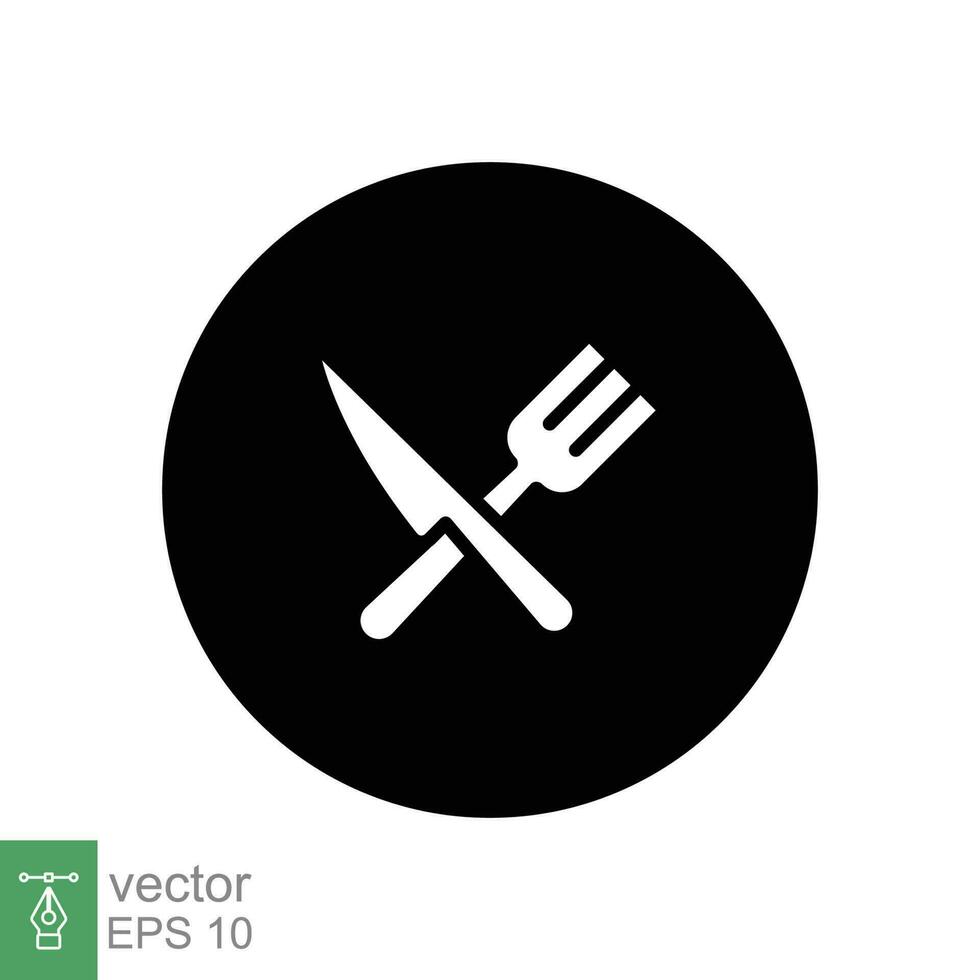 bestek icoon. gemakkelijk solide stijl. vork en mes, zilverwerk, servies, restaurant bedrijf concept. zwart silhouet, glyph symbool. vector illustratie geïsoleerd Aan wit achtergrond. eps 10.