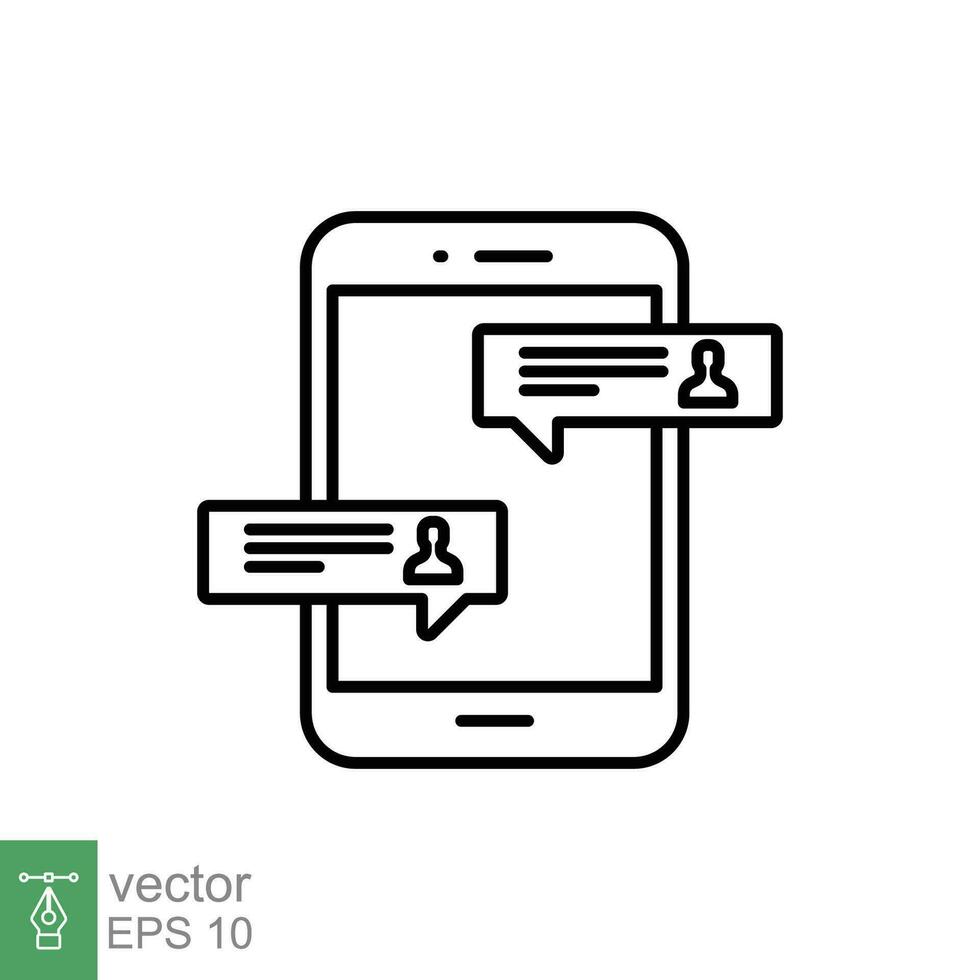 online vergadering icoon. gemakkelijk schets stijl. telefoon, persoon, mensen chatten, bedrijf team, technologie concept. dun lijn symbool. vector illustratie geïsoleerd Aan wit achtergrond. eps 10.