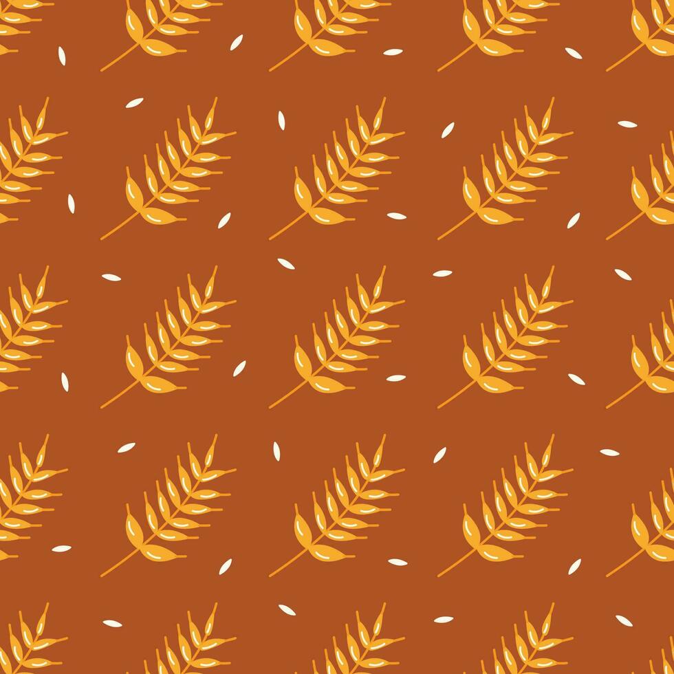 naadloos patroon takje van tarwe. vector hand- getrokken