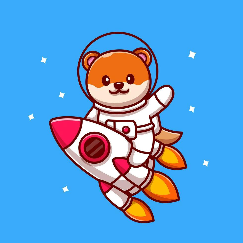 schattig astronaut Otter rijden raket tekenfilm vector icoon illustratie. dier trechnology icoon concept geïsoleerd premie vector. vlak tekenfilm stijl