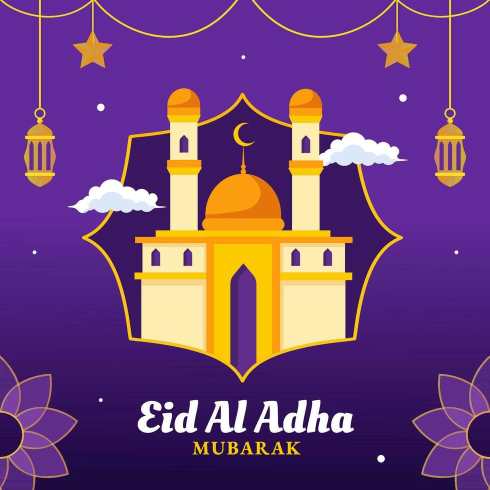 gelukkig eid al adha mubarak sociaal media achtergrond illustratie tekenfilm hand- getrokken Sjablonen vector