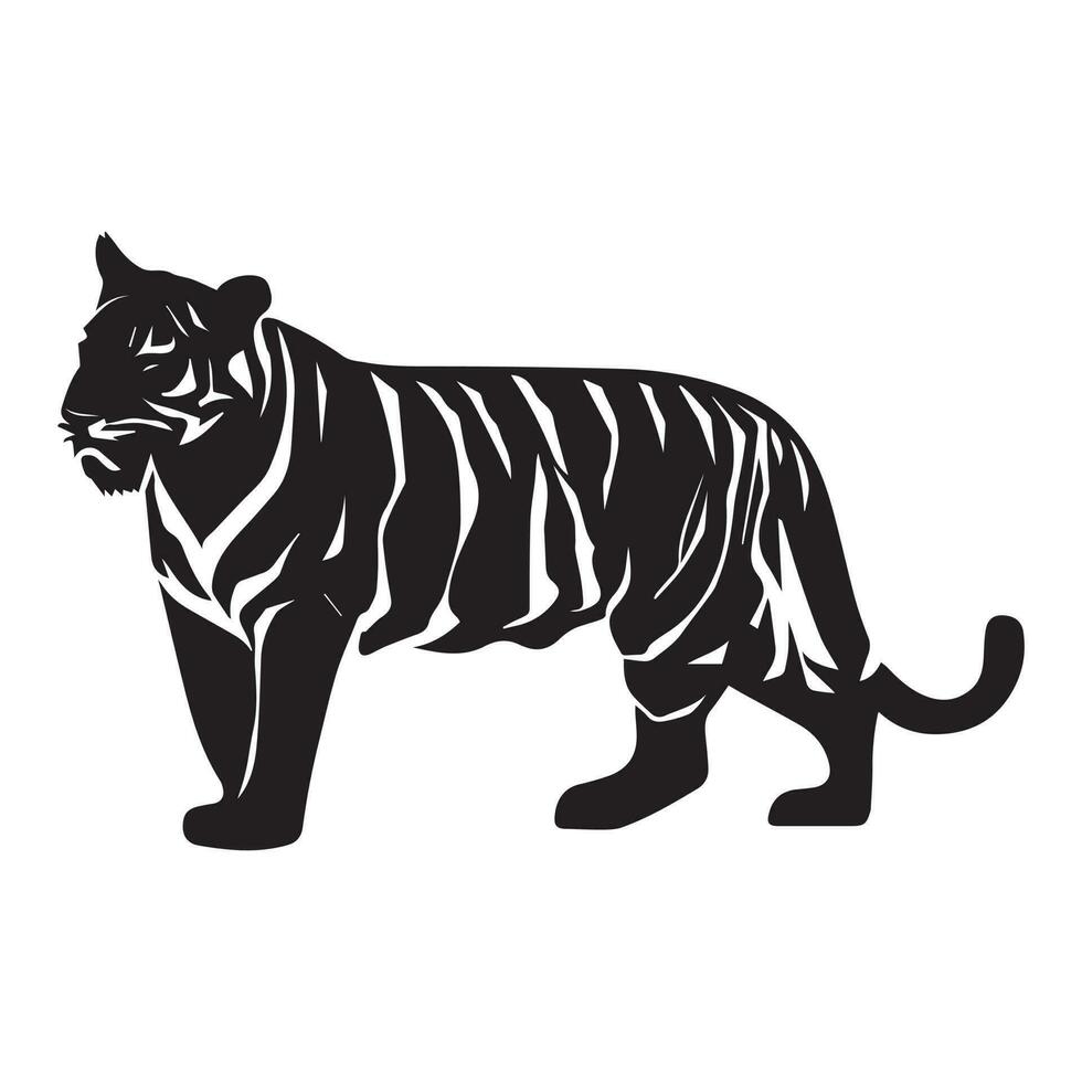 tijger vector silhouet, tijger zwart kleur illustratie