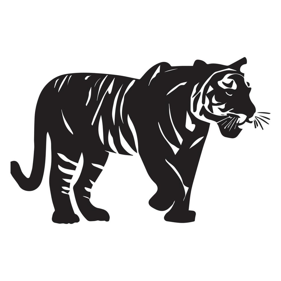 tijger vector silhouet, tijger zwart kleur illustratie