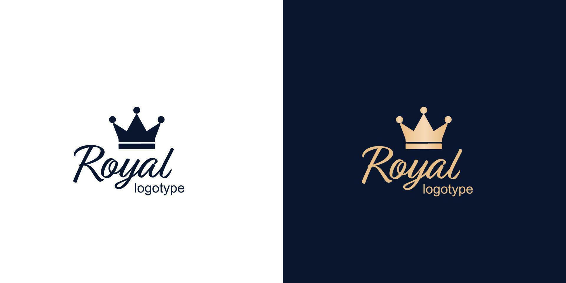 kroon luxe concept logo ontwerp sjabloon Aan blauw en wit achtergrond. logotype vector teken