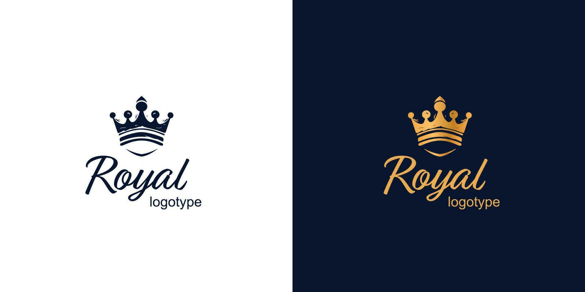 kroon luxe concept logo ontwerp sjabloon Aan blauw en wit achtergrond. logotype vector teken