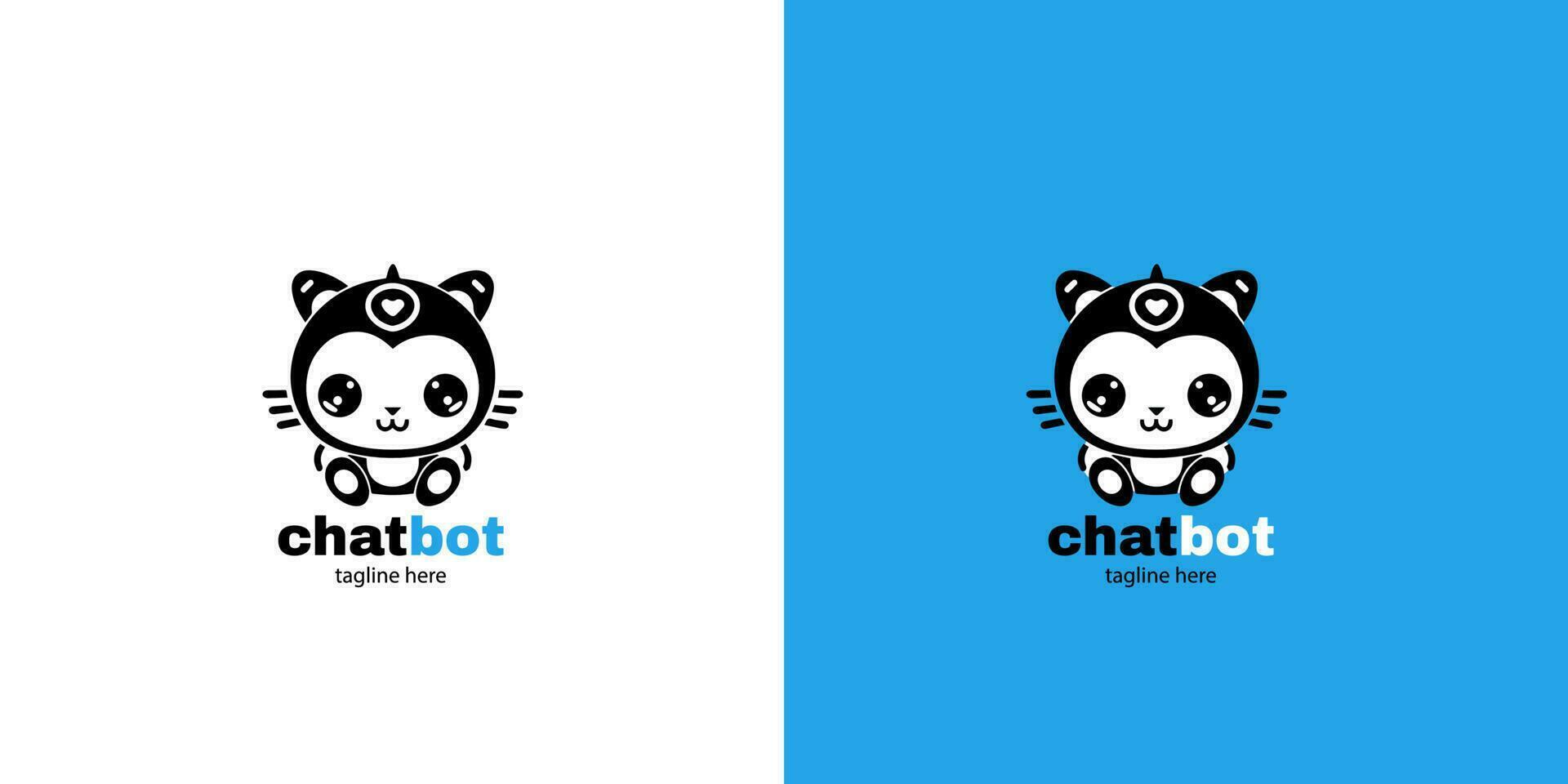 robot kat Chatbot hoofd icoon teken ontwerp vector illustratie Aan wit en blauw achtergrond. schattig ai bot helper mascotte karakter concept symbool bedrijf assistent.