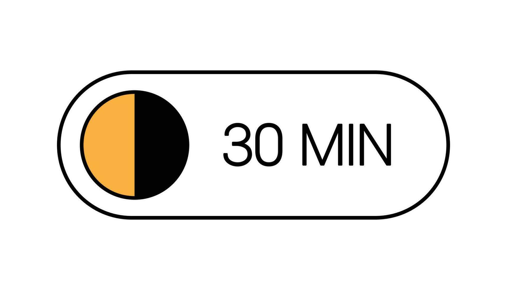 dertig min timer knop, ui klok tonen 30 minuten label. Koken tijd, stopwatch, countdown indicatie vector