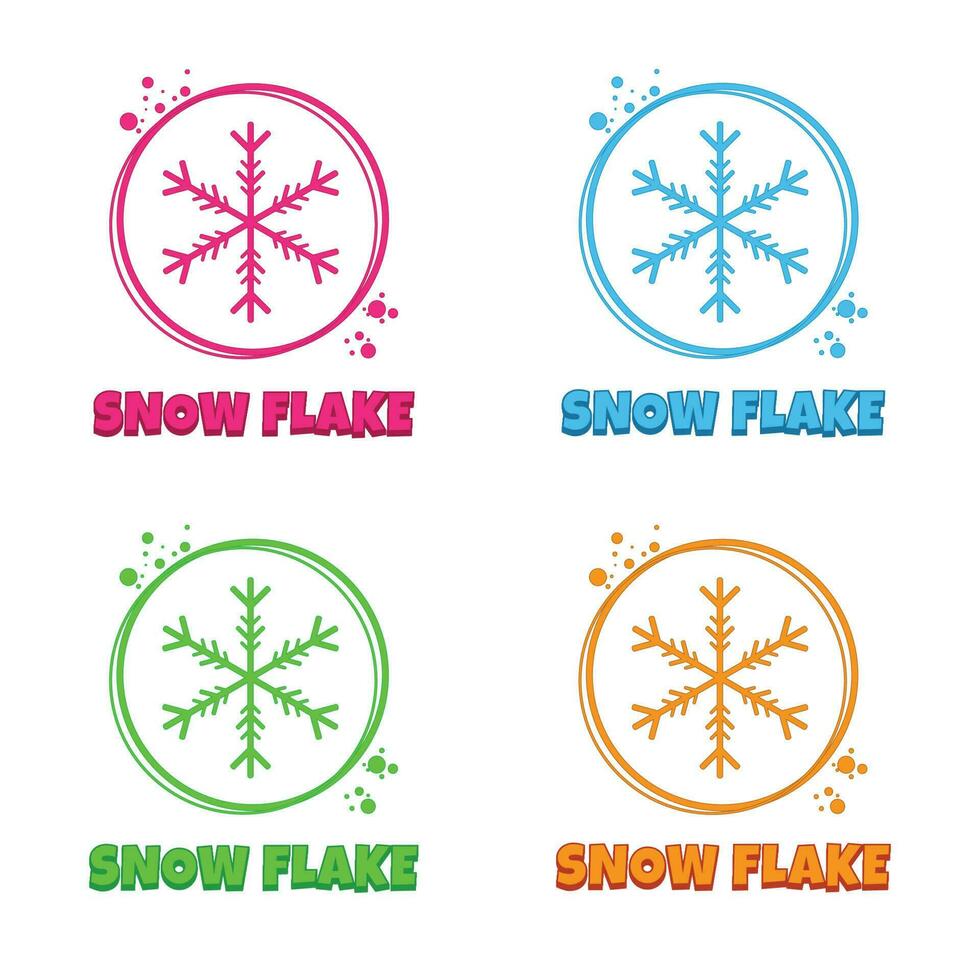 kleurrijk sneeuwvlok icoon met kleurrijk tekst etiketten of stickers vector illustratie