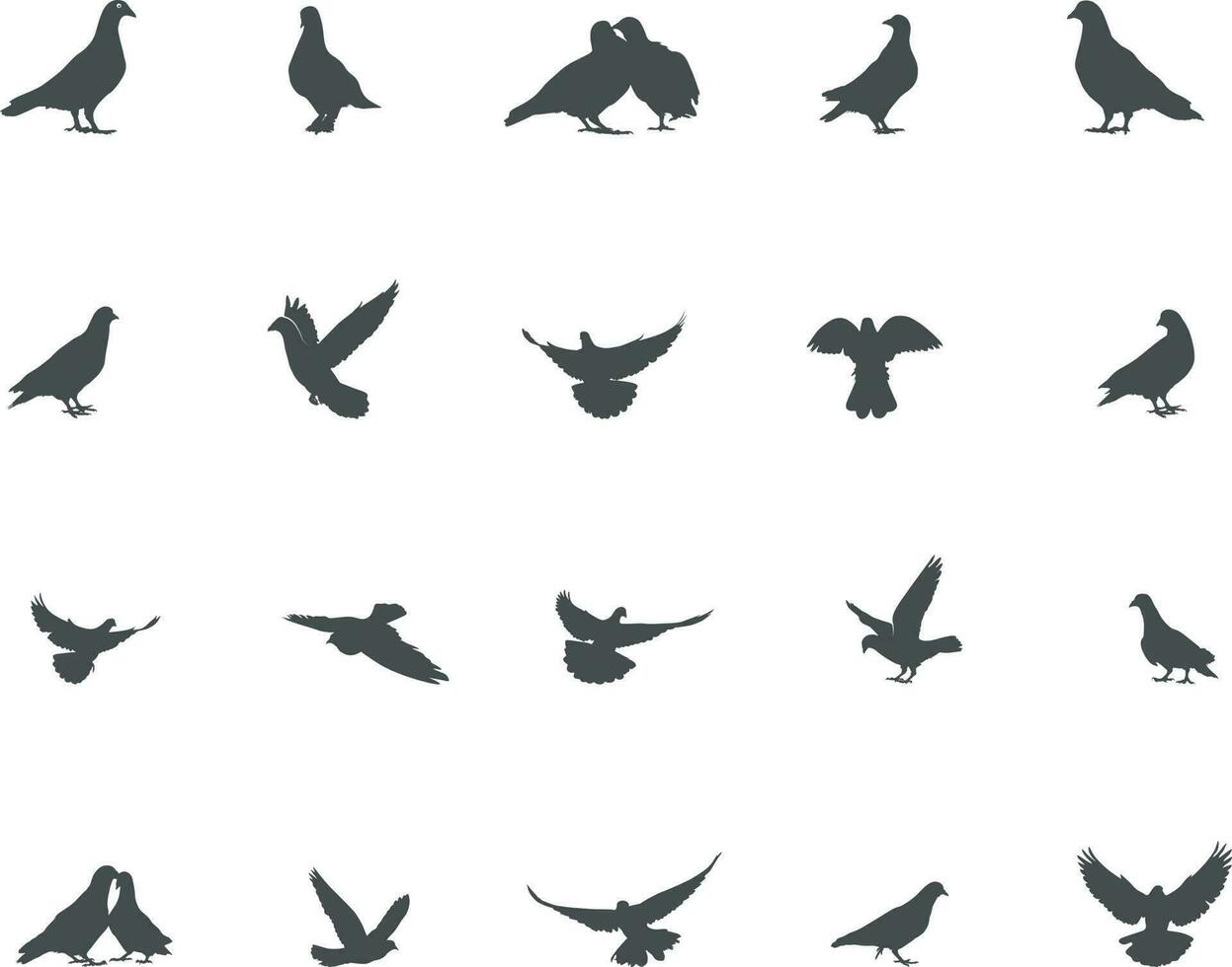 duif silhouet, duif vector illustratie, duif vogel silhouet.