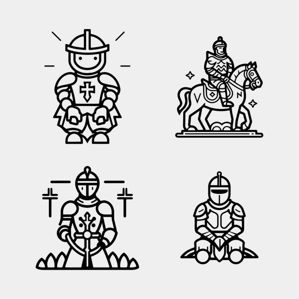 reeks van medival ridder vector geïsoleerd Aan wit achtergrond