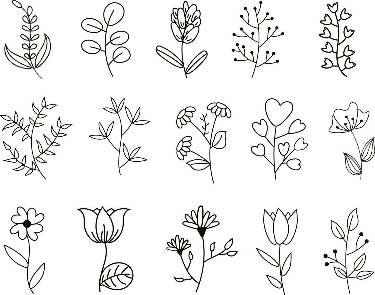 bloemen lijn kunst boom Afdeling tekening illustratie voor decoratie, bruiloft, groeten achtergrond elementen vector