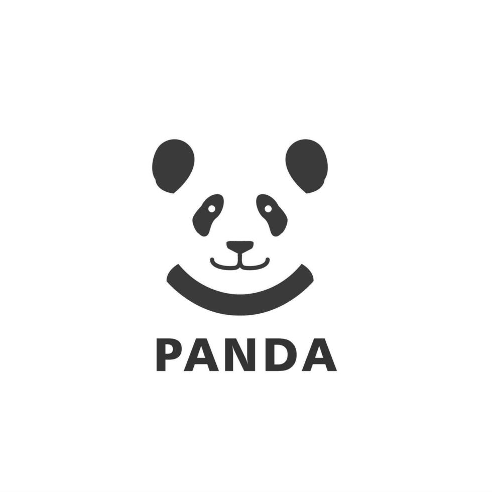 panda hoofd negatief logo vector icoon met minimalisme concept