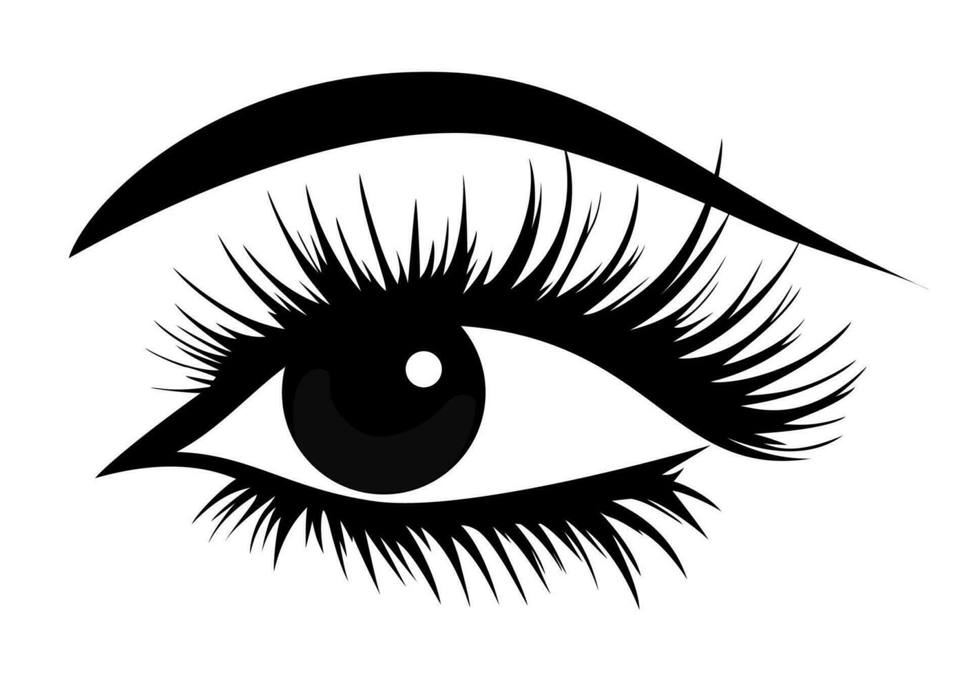 zwart oog met zweepslag en voorhoofd silhouet. vector illustratie