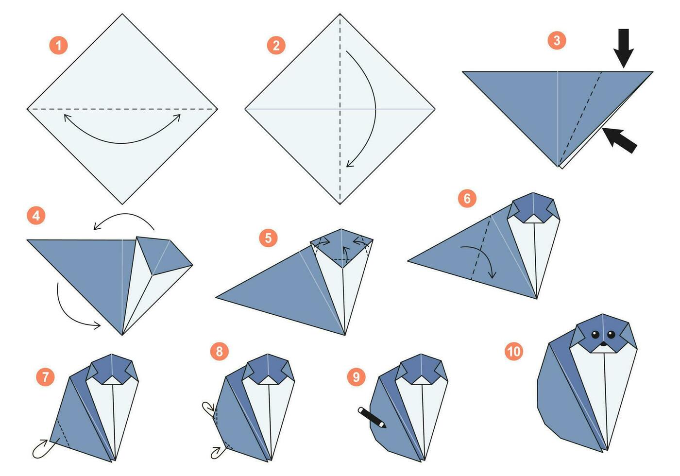 Brits kort haar kat origami regeling zelfstudie in beweging model. origami voor kinderen. stap door stap hoe naar maken een schattig origami kat. vector illustratie.