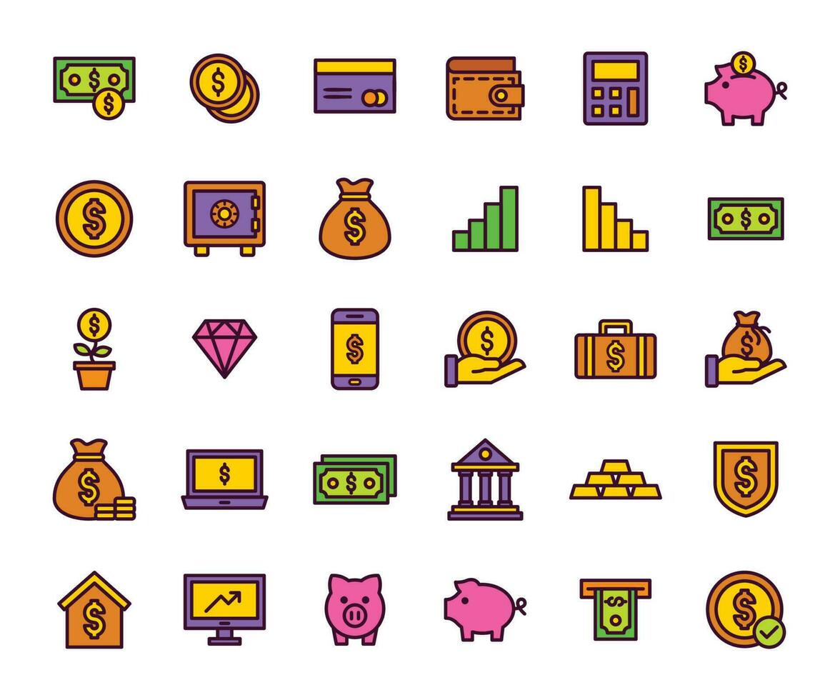 financiën icoon reeks vector logo illustratie