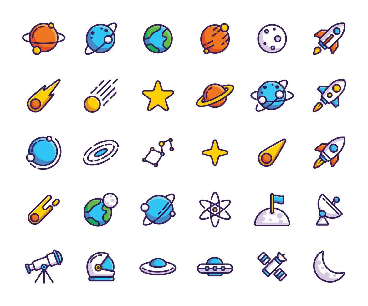 ruimte icoon reeks vector logo illustratie