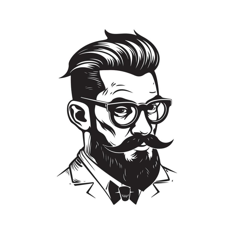 hipster rijk, wijnoogst logo lijn kunst concept zwart en wit kleur, hand- getrokken illustratie vector