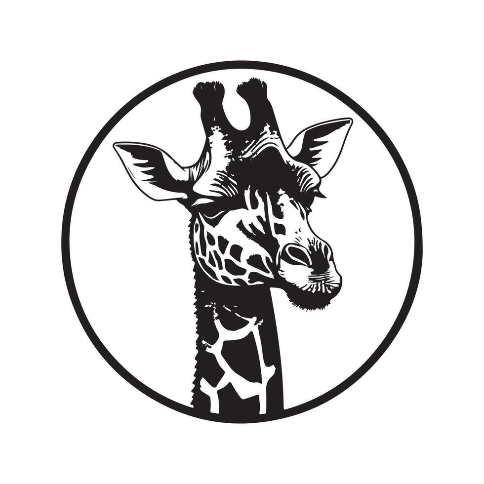 giraffe, wijnoogst logo lijn kunst concept zwart en wit kleur, hand- getrokken illustratie vector