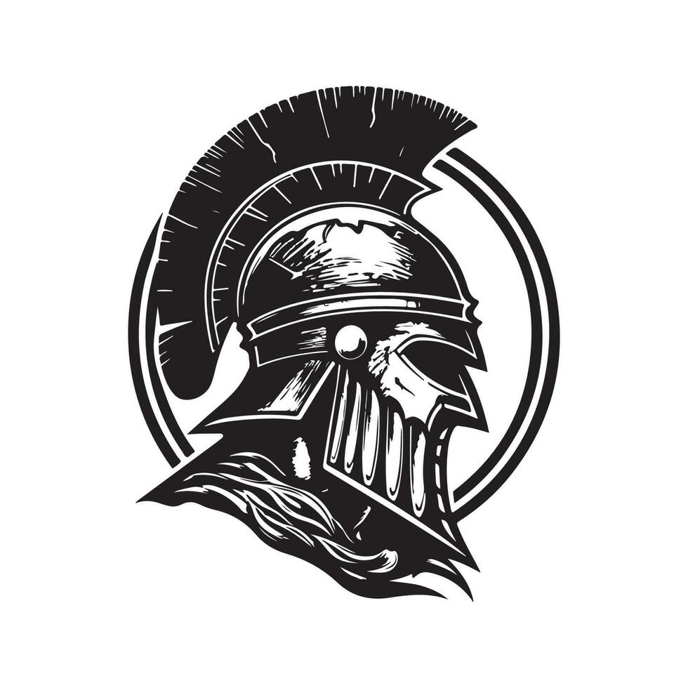 spartaans, wijnoogst logo lijn kunst concept zwart en wit kleur, hand- getrokken illustratie vector